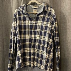 L.L. Bean Large Blue/White Plaid long sleeve flannel button down.
